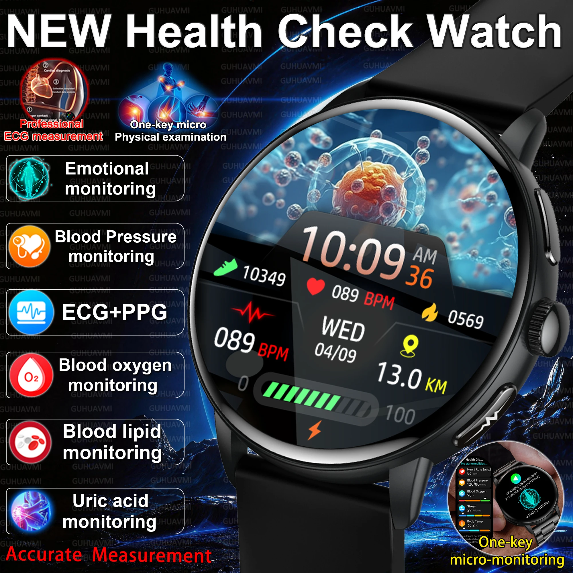 

2026 New Body Analysis Health Smart Watch Blood oxygen Pressure Body Fat ECG+PPG Call AI Voice Assistant Smart Watch Men Women