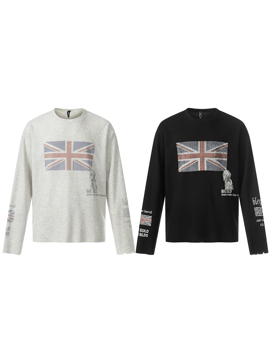 

Футболка Street Sle Long Sve T-shirt свободного кроя с графическим принтом и круглым вырезом для мужчин и женщин, повседневная, удобная, дышащая.