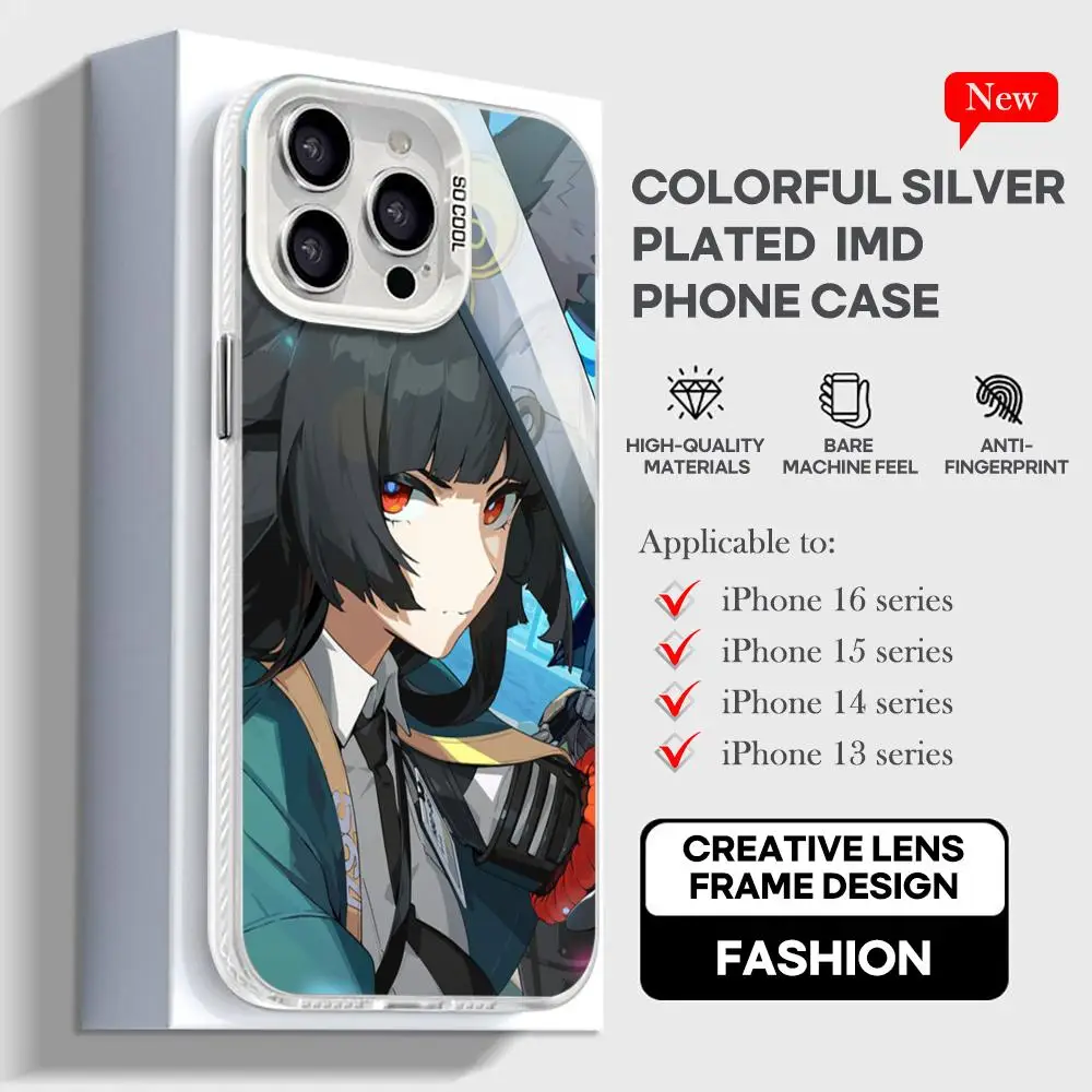 Zenless Zone Zero Miyabi Phone Case White IMD Colorful Silver Suitable soft case for iPhone 16 15 14 13 12 11 XS Pro Max