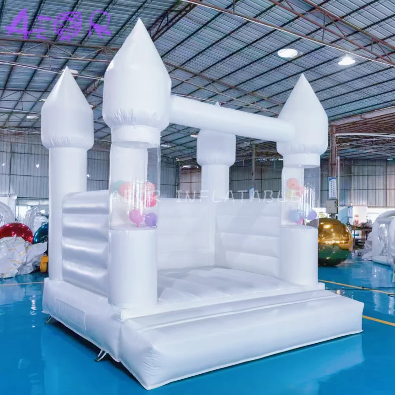 Casa de salto comercial de 3x3m, mini casa de salto inflável, quintal, casa de salto branca com balões rotativos
