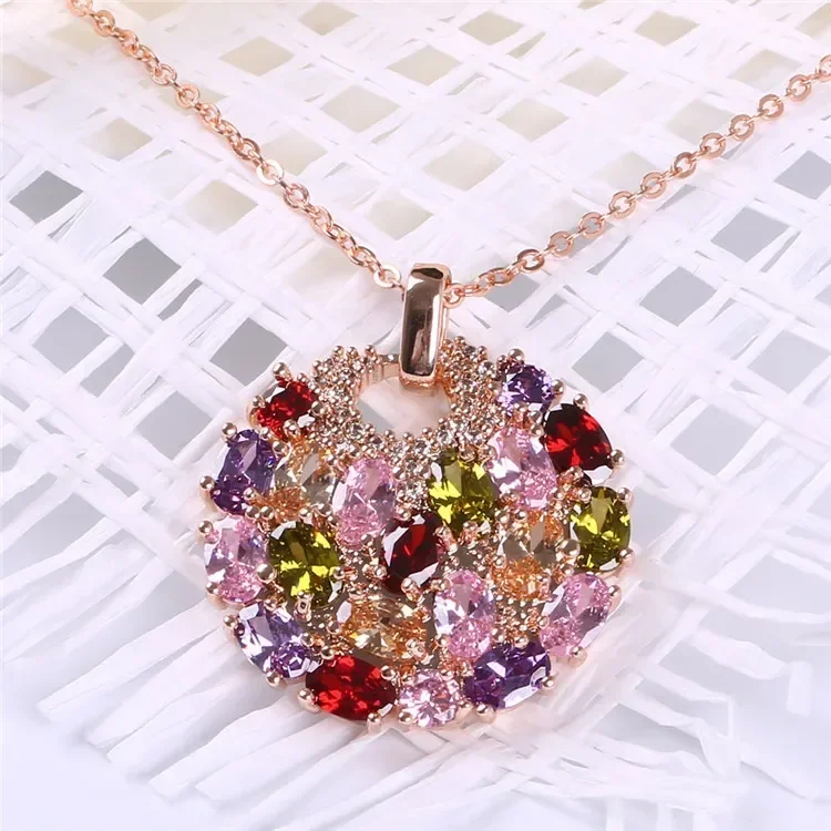 New Original Fashion Jewelry Crystal from Austrian Mona Lisa Colored Zircon Pendant Round Flower Moon Round Necklace