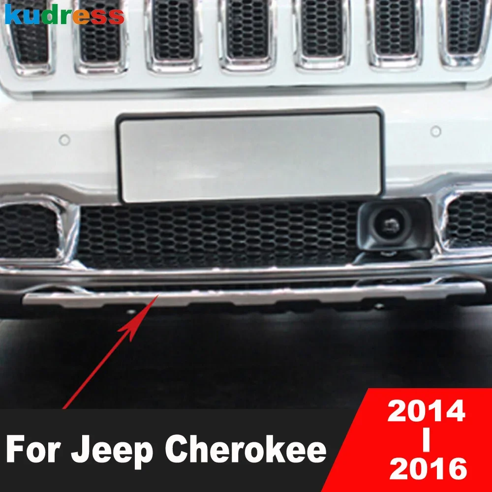 

Front Bottom Bumper Cover Trim For Jeep Cherokee 2014 2015 2016 Chrome Car Head Lower Grille Grill Molding Trims Accessories