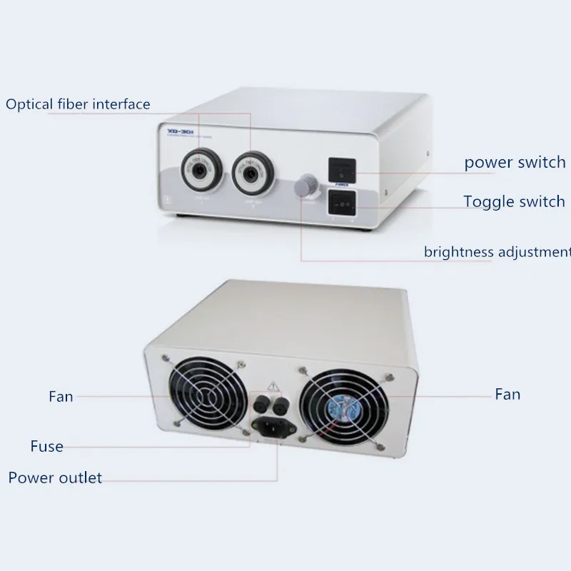 Cold Light Source Dual Holes Fiber Optic Endoscope Microscope Halogen Examination Lamp 250W Medical Cold Light Source