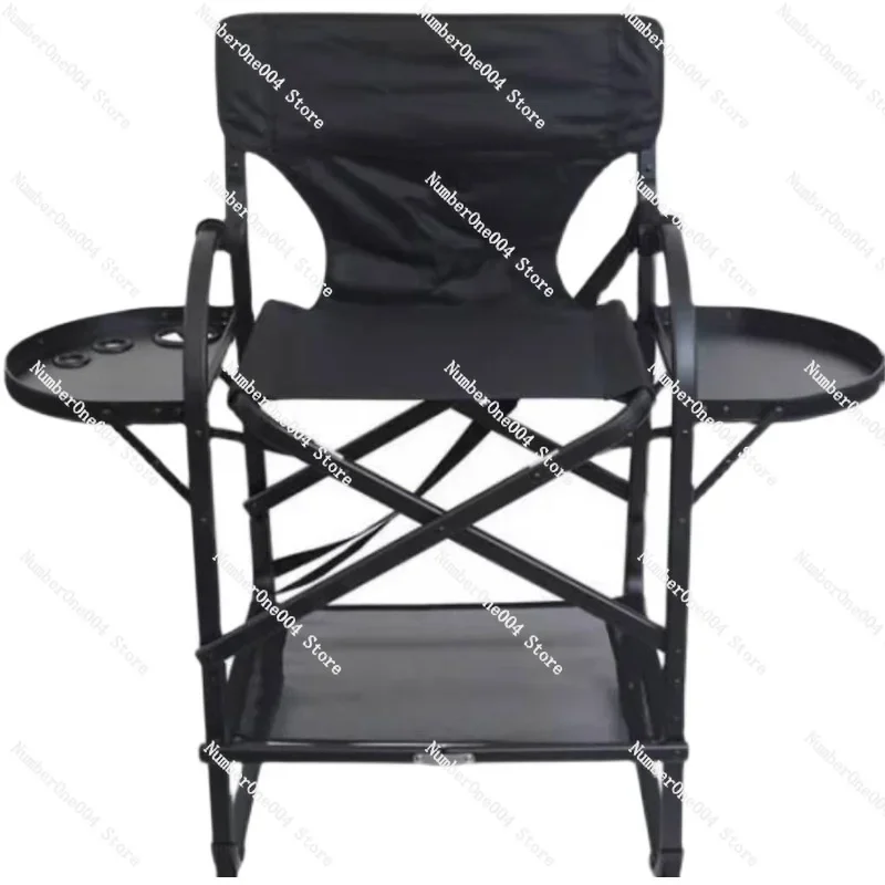 Summer New Aluminum Alloy High Leg Black Folding Cosmetic Chair Outdoor Camping Portable Director Chair Hairdressing Chair