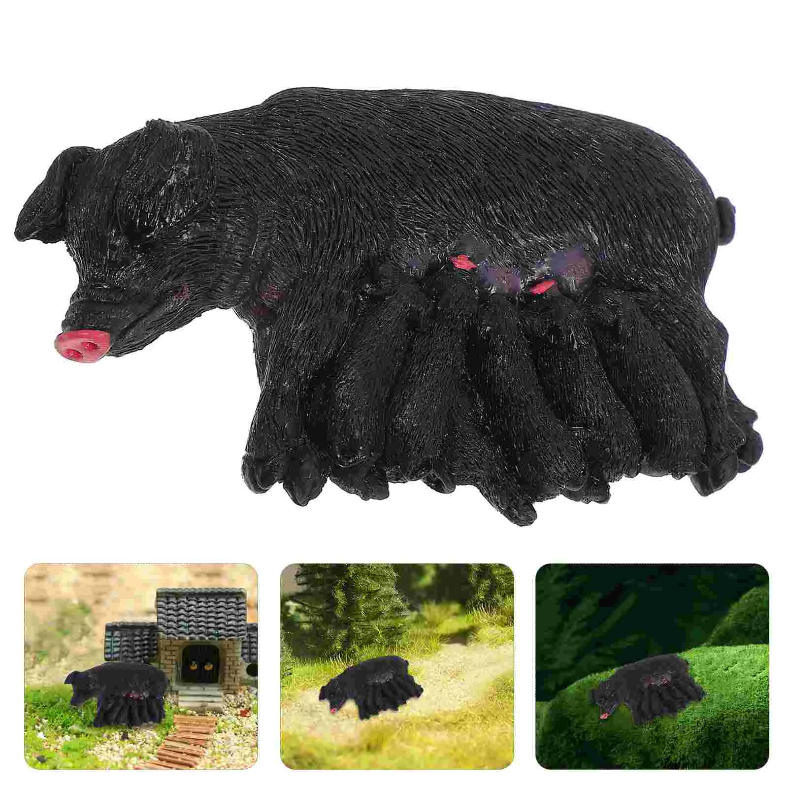 Micro Landscape Piggy Decoration Wild Animal Statue Toy Car Resin Statues Model Patio Garden Mini Toys