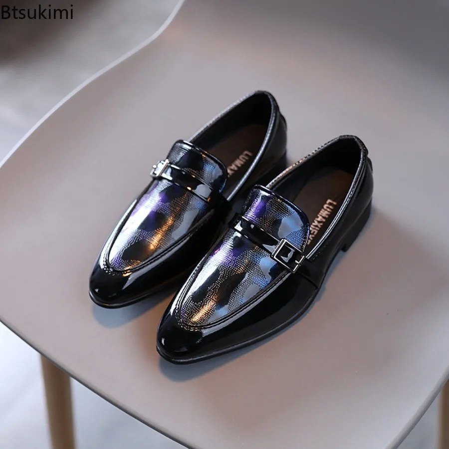 Boys' Leather Shoes Spring and Autumn British Style New Children's Pointed  Toe Leather Shoes Student Party Performance Shoes