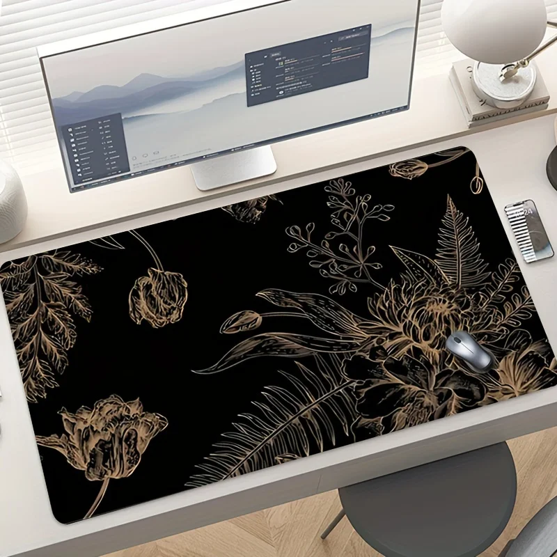 

Black Elements Floral Gaming Mouse Pad,gaming Accessories,rubber Non-slip Table Pad,perfect for Office Desk An Computer Keyboard