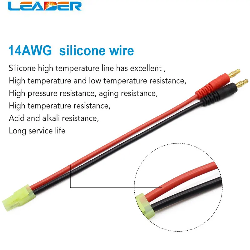 LEADERSOLAR Freeshopping 5pcs/lot Tamiya Mini Plug To 4.0 Banana Plug with High Temperature Silicone Wire 14 AWG Cable Long 15cm