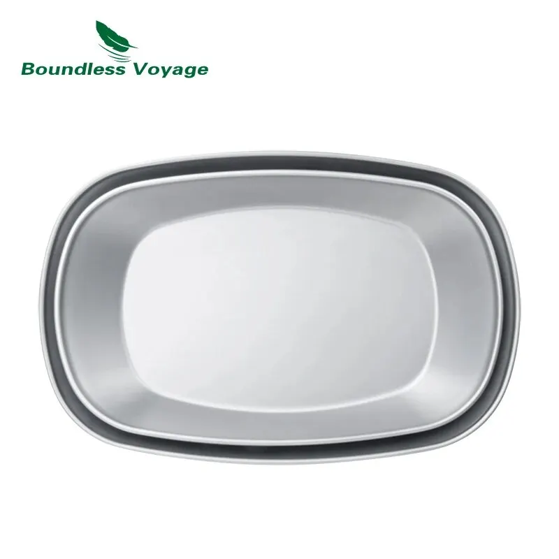 Boundless Voyage Herbruikbare Titanium Pan Dinerbord Ultralight Schotel met Draagtas Voedsel Fruit Pan Saus Salade Borden voor Keuken