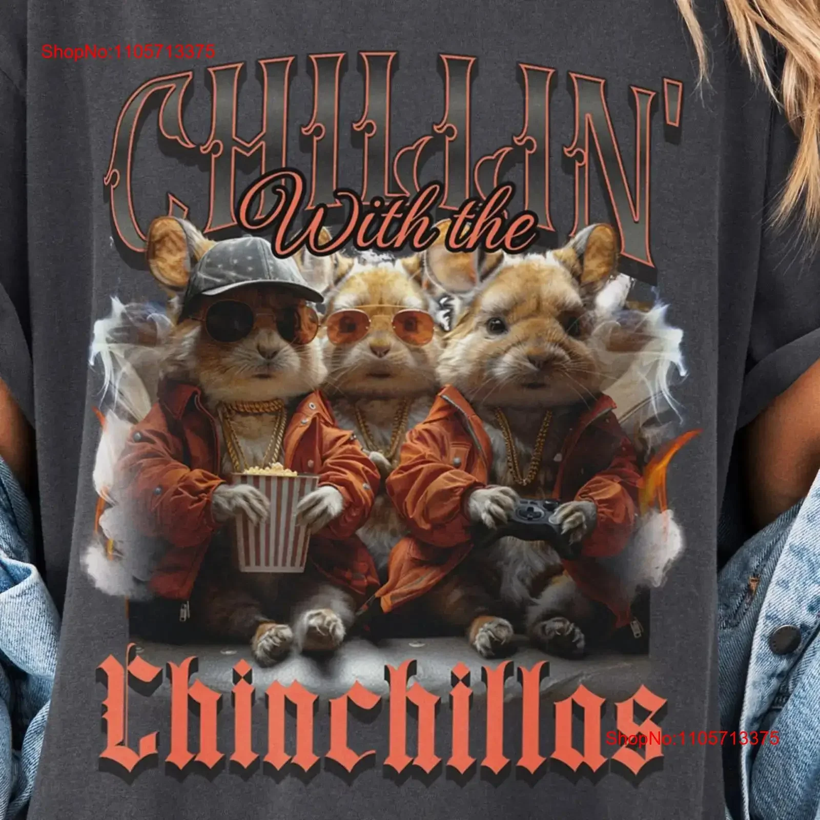 Chillin' Chinchillas T Shirt Funny Animal Rodent Lover Cute Chinchilla Top Pet Y2K 90s Style vintage Washed Breathable