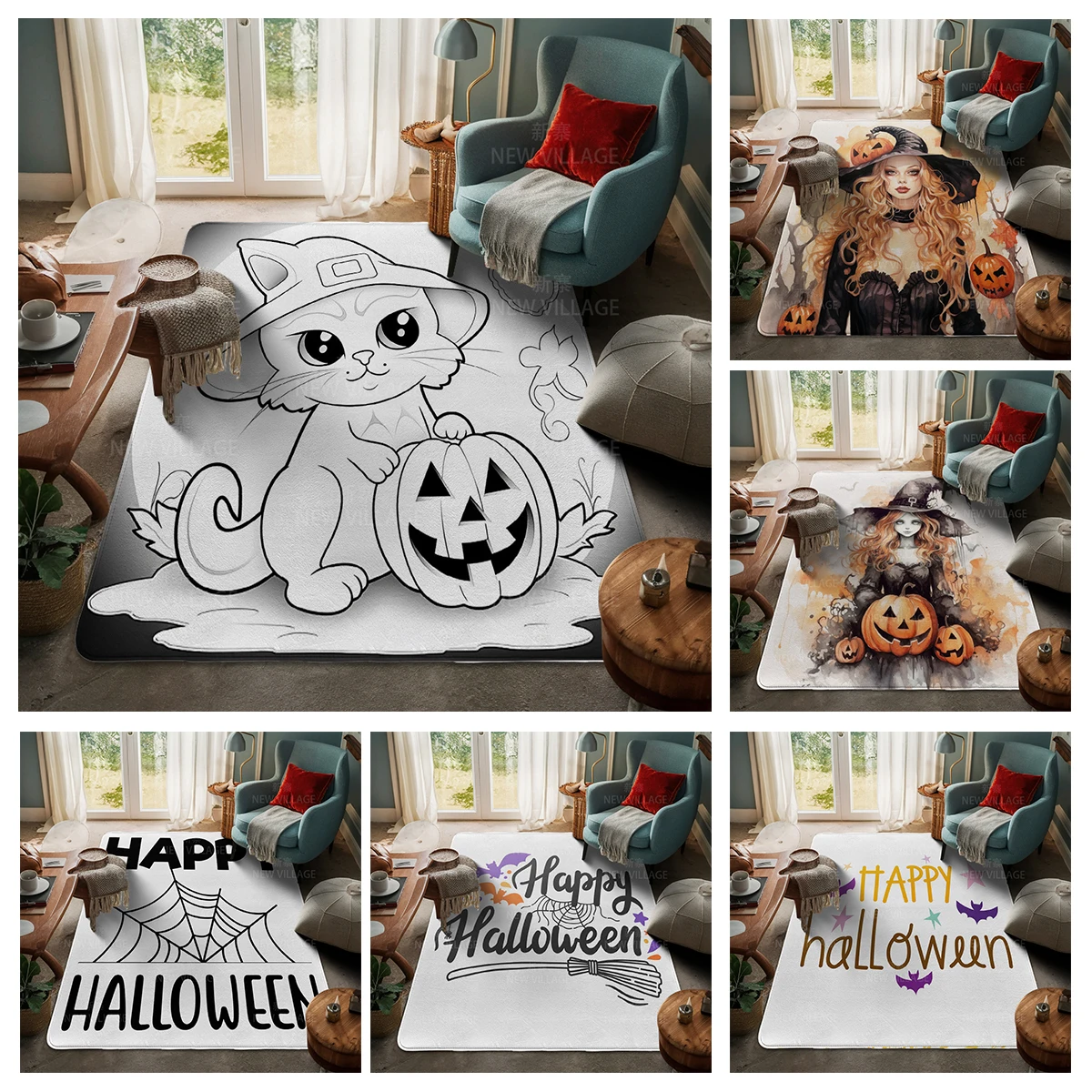 House entrance carpet Home door mat Living Room Bath Foot bathroom non-slip water absorption rugs Halloween Autumn Pumpkin cute