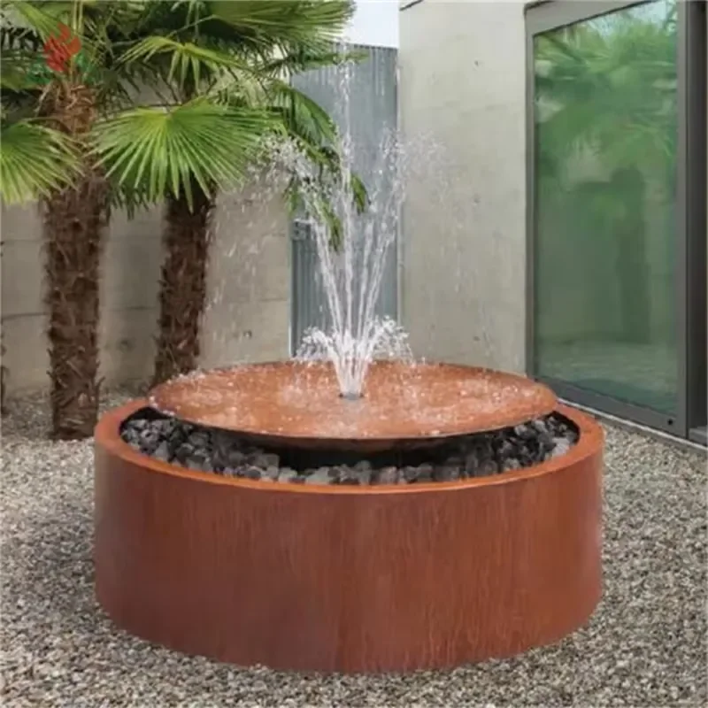 For Outdoor Curtain Corten Water Fountain Circular Water Artificial Landscaping Ecology Waterfall Water Curtain