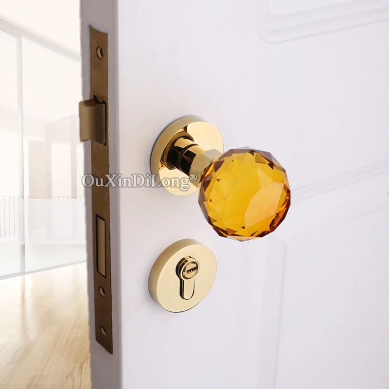 

Multi-choices European American Luxury Crystal Ball Lock Interior Crystal Door Knobs Lock Living Room Bedroom Silent Door Locks