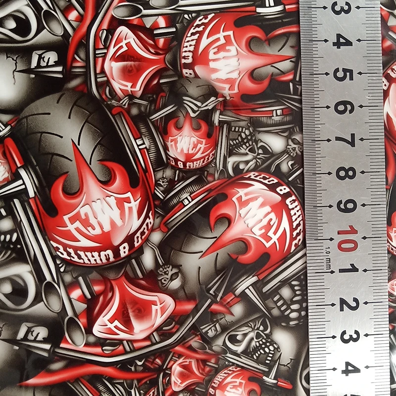 TSAUTOP 0.5m*2m/10m skull fire motorcycle TSKY1282 hydrographic dipping film water transfer printing film