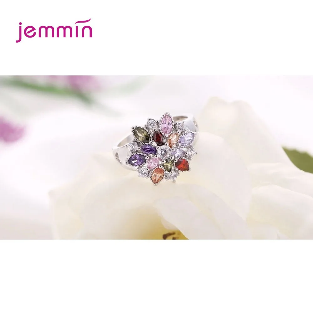 925 Sterling Silver Janji Cincin untuk Wanita Pernikahan Pertunangan Berkilau Warna-warni AAA CZ Cubic Zircon Bague Bijoux Ukuran 6 7 8 9