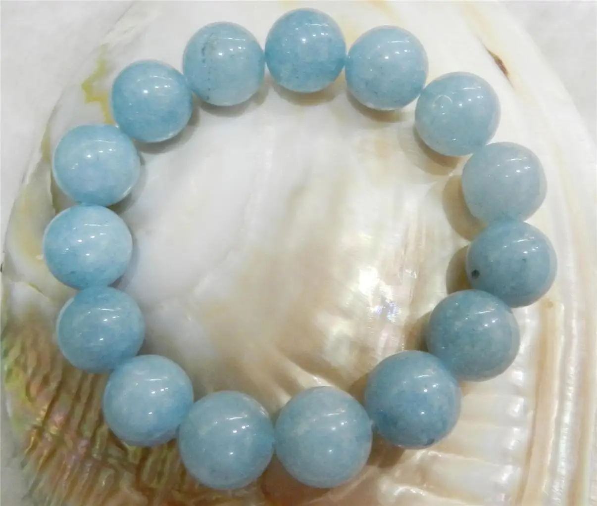 

12mm Aquamarine Gemstone Mala Stretchy Bracelets Jewelry Lovers Wear Wrap Eco-Friendly Handmade Charm Prayer