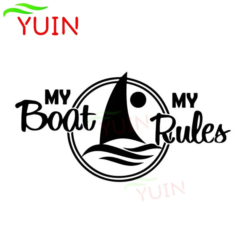 Mi barco mis reglas remo onda de agua pegatina de coche decoración de ventana de coche PVC protector solar impermeable calcomanía negro/blanco/rojo/láser/plata