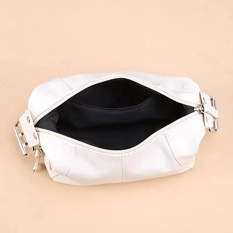 Underarm Bag Women\'s Bag Cool Drag Style Single Shoulder Underarm Stick Bag Niche Design Leather Zipper Single Shoulder Handbag