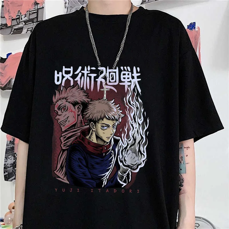 New Anime Itadori Yuji Graphic Printed T-Shirt Men's Outdoor Street Shirt Casual Loose Y2K T-Shirt Top