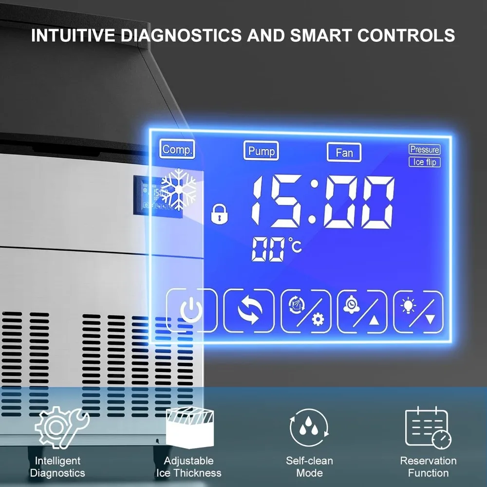 Haoyunma Commerciële Ijsmaker Machine, 200 Pond/24H Ijsmachine Met 80lbs Opslag, 26 "Undercounter Ijsmaker, Roestvrij Staal