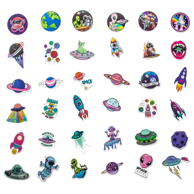 50 Pcs Alien Stickers | UFO Waterproof Vinyl Stickers for Water Bottles Laptop Luggage Cup Mobile Phone Skateboard Decals