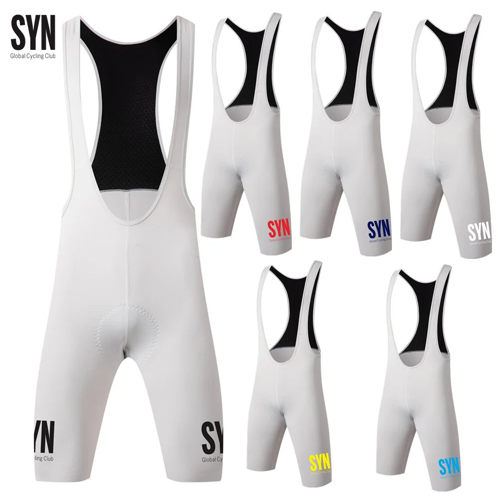 

SYN Global Cycling Club Men's Cycling Bib Shorts Seamless Outdoor Wear Bike Ride 7 Hours Padded Pro Team Riding Bib Tights