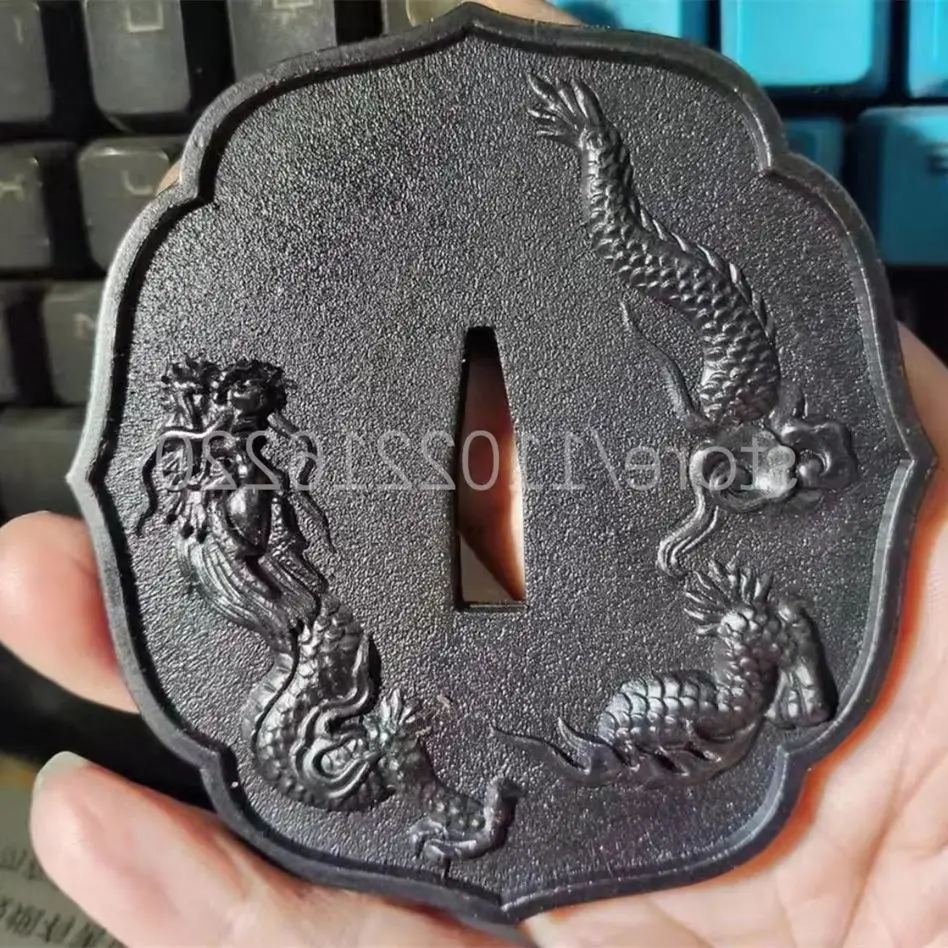 Unique Black Copper Samurai Sword Parts Copper Brass Dragon Tsuba Handguard Guard For Japan Samurai Katana Tachi Sword Fittings