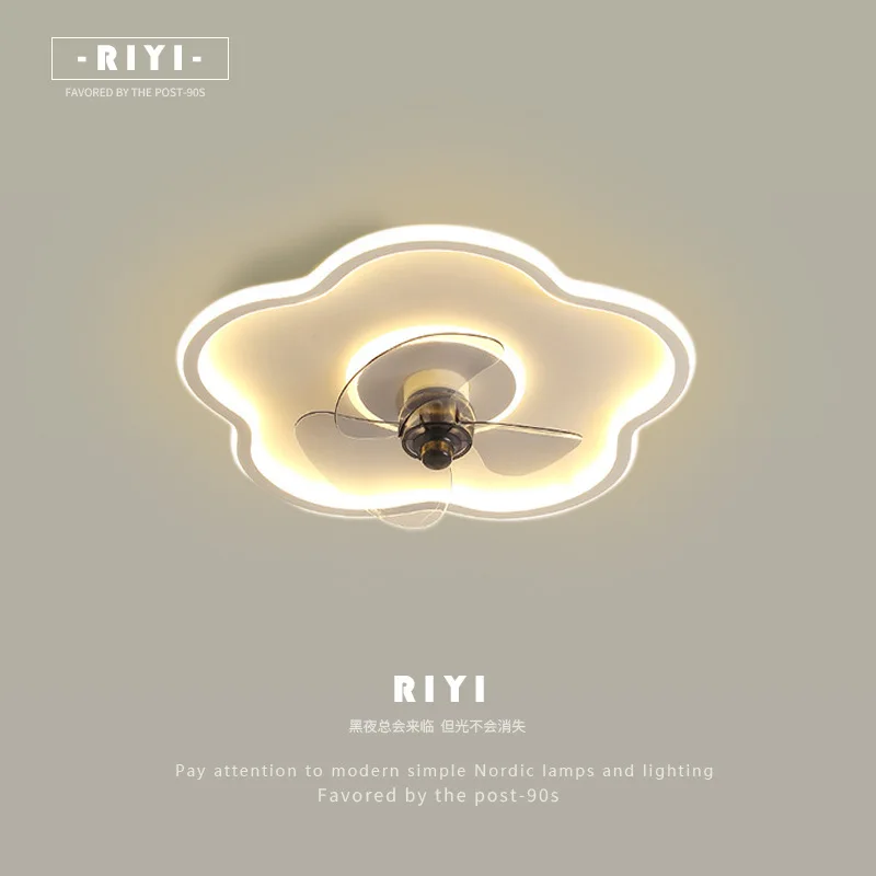 Nordic Creativity LED Fan Ceiling Light Dining Room Living Room Study Chandeliers Children's Rooms Infinite Dimming Lamp