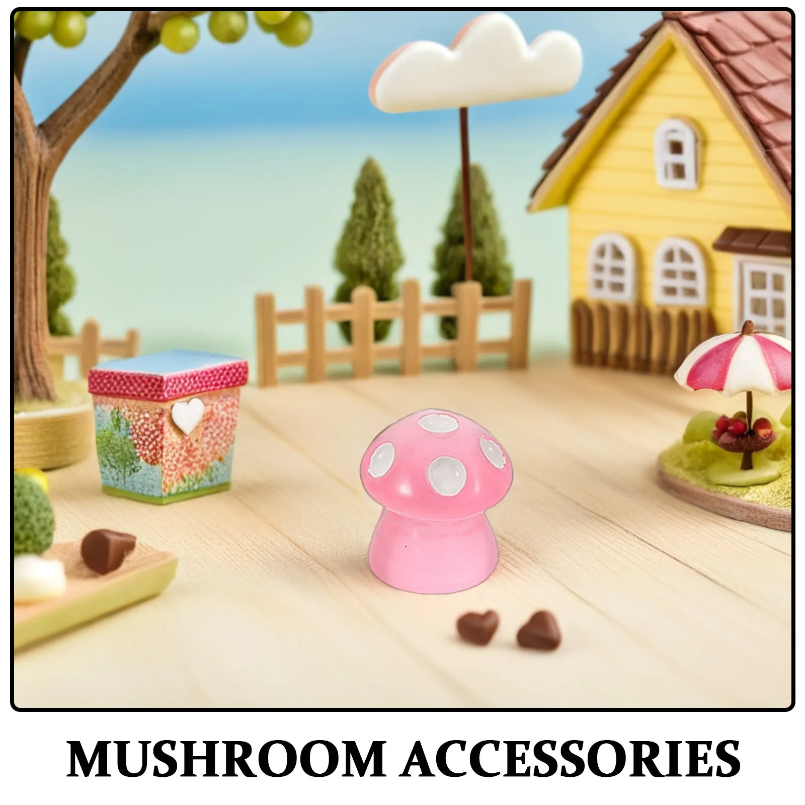 100Pcs Mini Resin Mushroom Decorations Glow in The Dark Fairy Garden DIY Crafts Cake Topper Home Decor