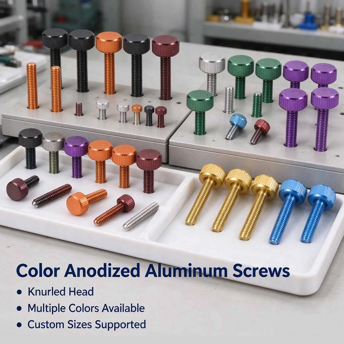 5PCS Colourful Aluminum Knurl Flat Head Hand Tighten Thumb Screw Manual Adjustment Bolts M2 M2.5 M2.6 M4 M5 M6