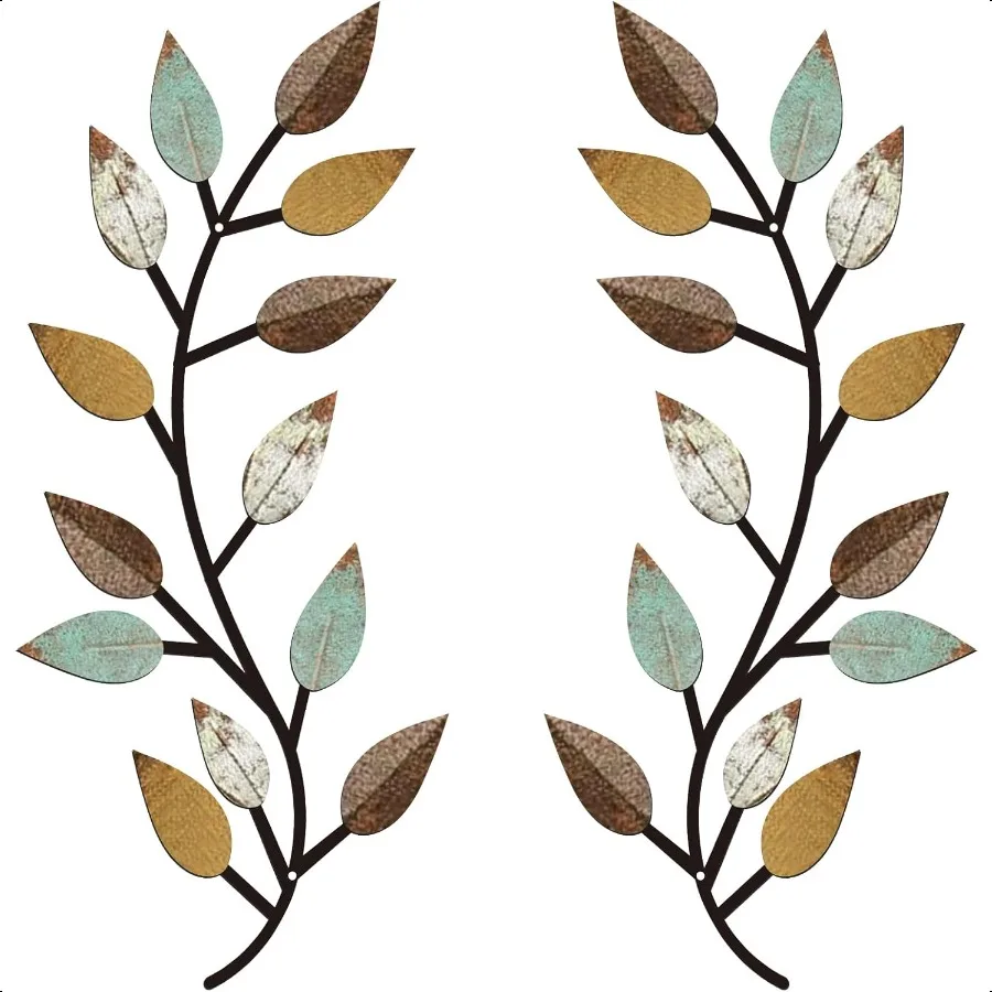 

Zhengmy 2 Pieces Metal Tree Leaf Wall Decor Vine Olive Branch Leaf Wall Art Living Room Hallway Wall Decor Outdoor Decoration B