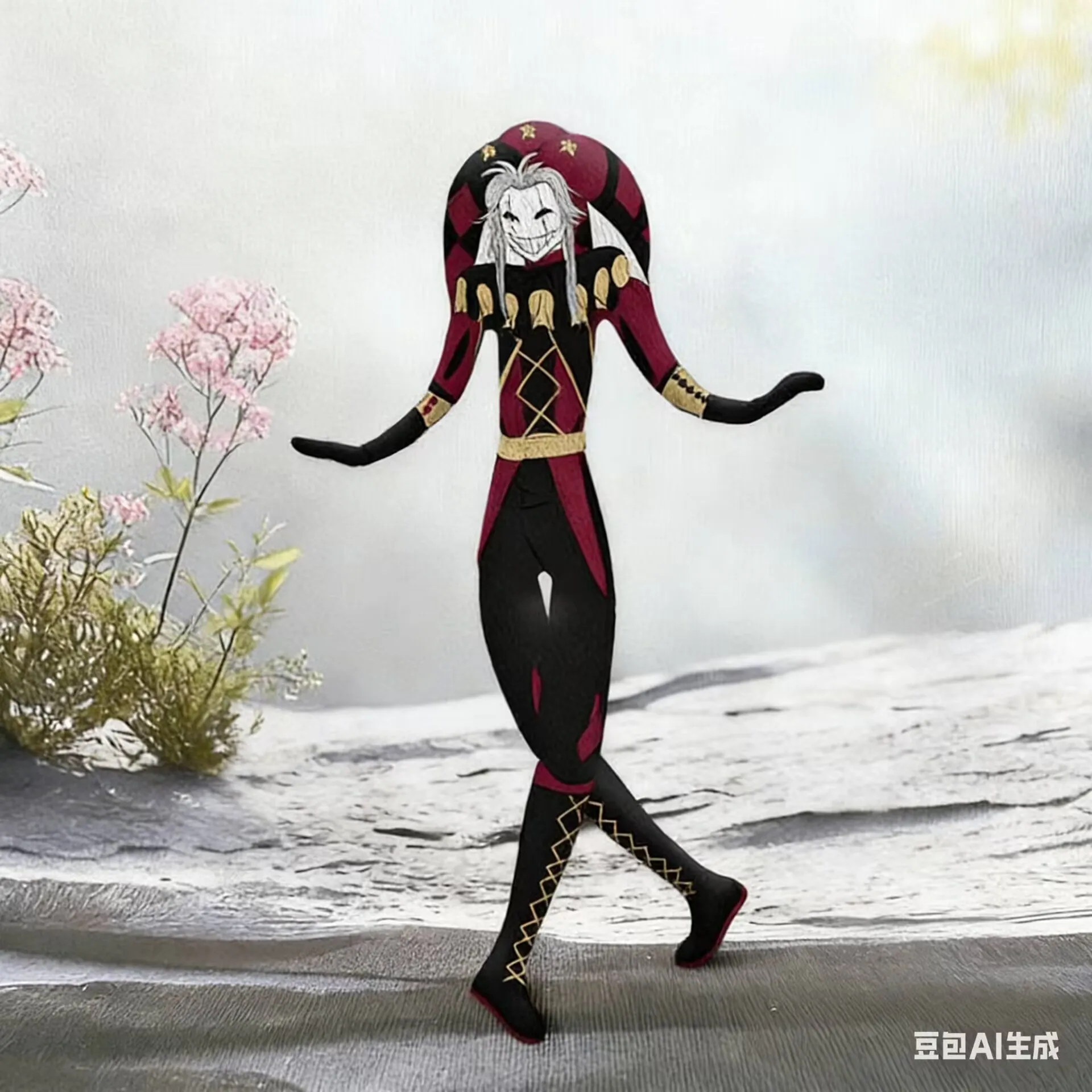 New Hot  Flexible With Body Wire Funny Anime The Freak Circus Plush Toys Lovely Pierrot Character Figure Plushie Doll Desk Decor