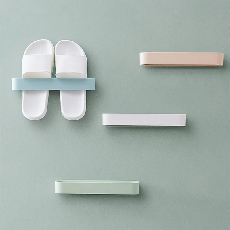 Badezimmer-Slipper-Regal, kein Stanzen, Wandmontage, einteiliges Schuhregal, platzsparendes Regal zum Aufhängen im Badezimmer
