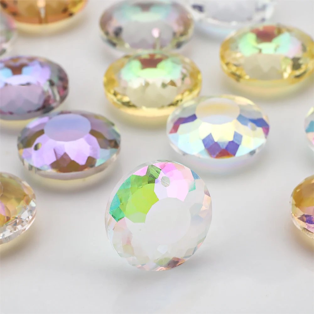 10 Stück 18 mm große, runde, lose Perlen aus österreichischem Kristallglas, geometrische Strass-Anhänger für die Schmuckherstellung, Ohrringe, Zubehör
