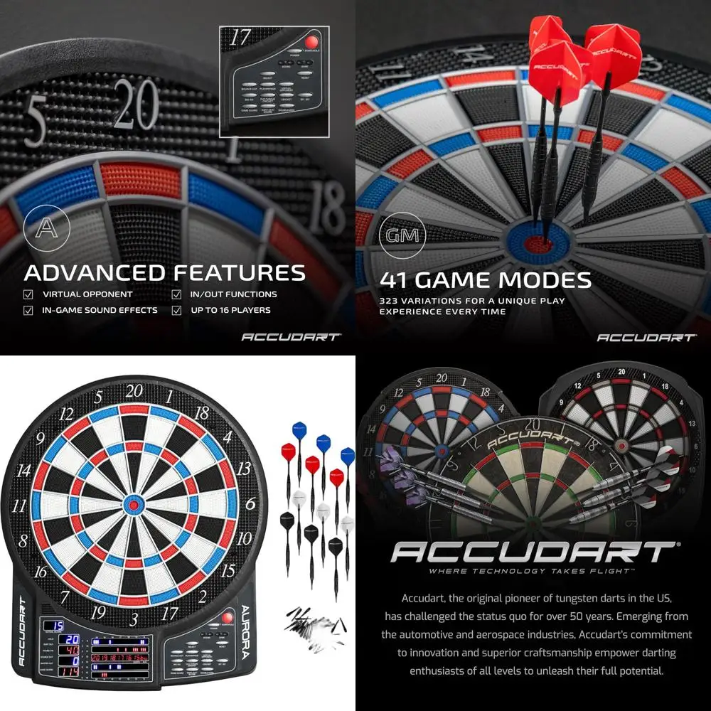 15.5 Tournament-Sized Aurora Dartboard: 41 Games, 323 Variations, 10 LED Displays, Advanced Features