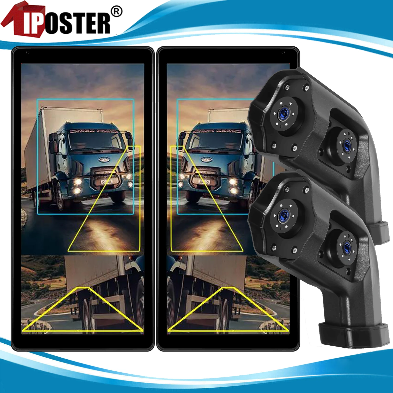 iPoster 10.36 Inch AHD BSD Car Side View Vertical Monitor DVR Touch Screen Loop Recording 1080P Joint Cameras For Truck Bus