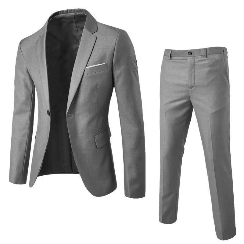 

Slim Fit Wedding Suit for Groom C 52600 Men's Business Casual Tuxedo Suits Pocket Decorated Neutral Style Spring Collection