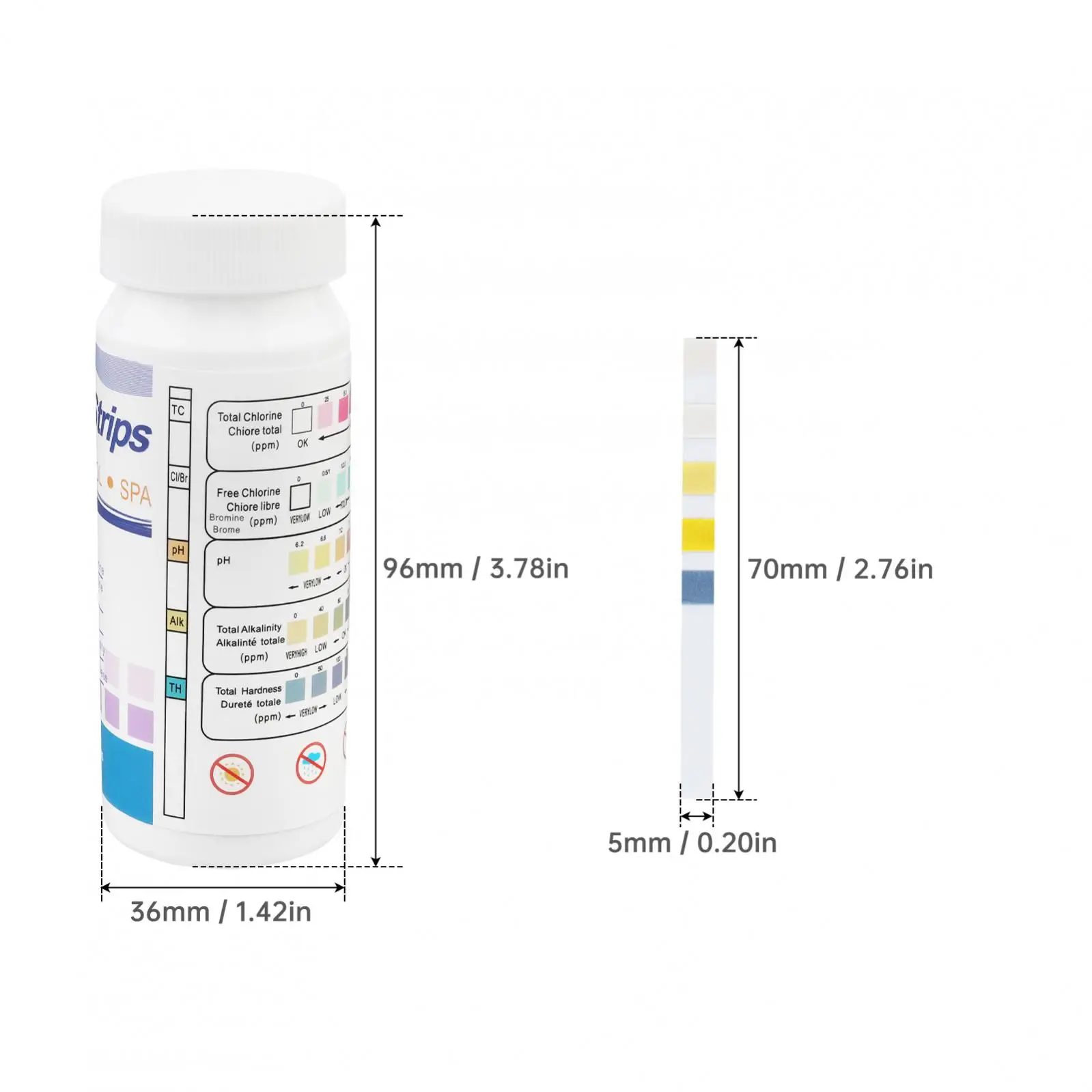 50pcs 5 In 1 Swimming Pool Test Strips Spa and Hot Tub Testing Strips Kit Recommend to Testing 2-3 Times Per Week