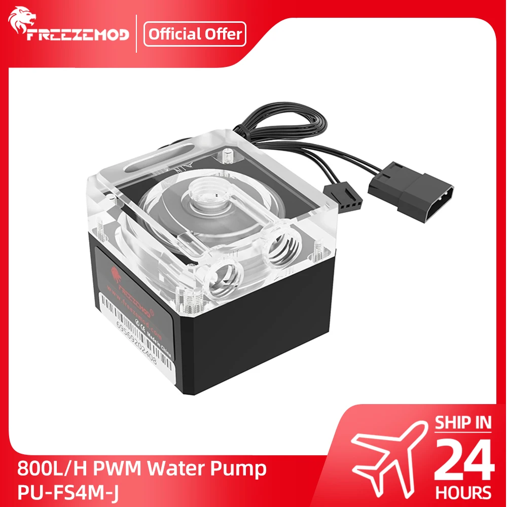 FREEZEMOD RGB Water Cooler Pump Metal Cover 3000RPM 800L/H AURA Range 4M MOD Water cooling VA LCD POM 12V/5V Mute Pump PU-FS4M-J