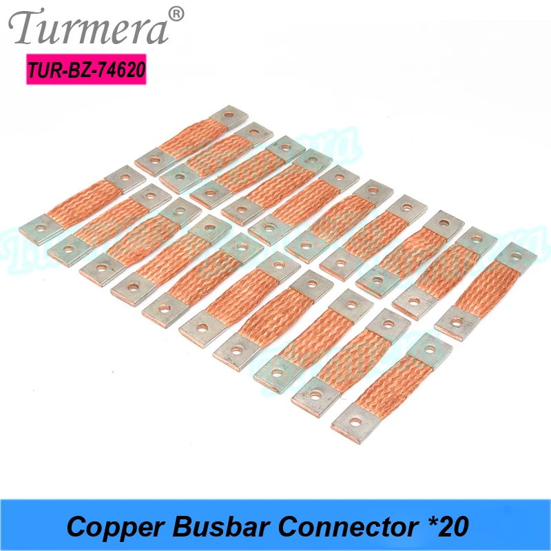 Turmera 12V Busbar Lifepo4 Battery Flexible Copper Connecter Hole to Hole 74mm 2mm 400A Use in 280Ah 310Ah 320Ah Lifepo4 Battery