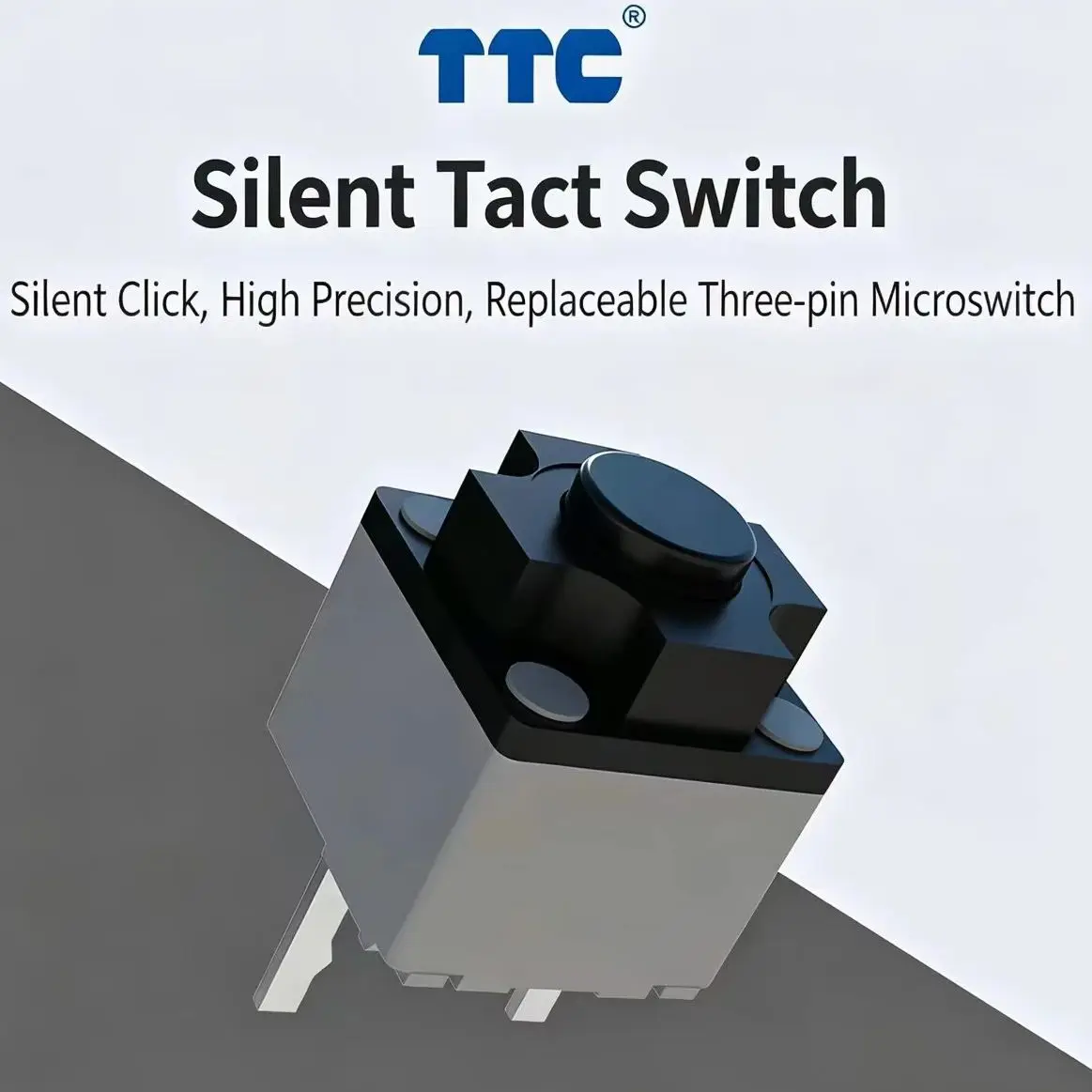 TTC Silent Tactile Switch, No‑Sound Click, Comfortable Hand Feel, Precise Trigger, 3‑Pin Micro Switch Replacement for Mouse Repa