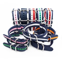 Nylon Strap Thicken Metal Ring Buckle Woven Fabric  Band Women Men Bracelet Universal Watch Band 18mm 20mm 22mm 24mm