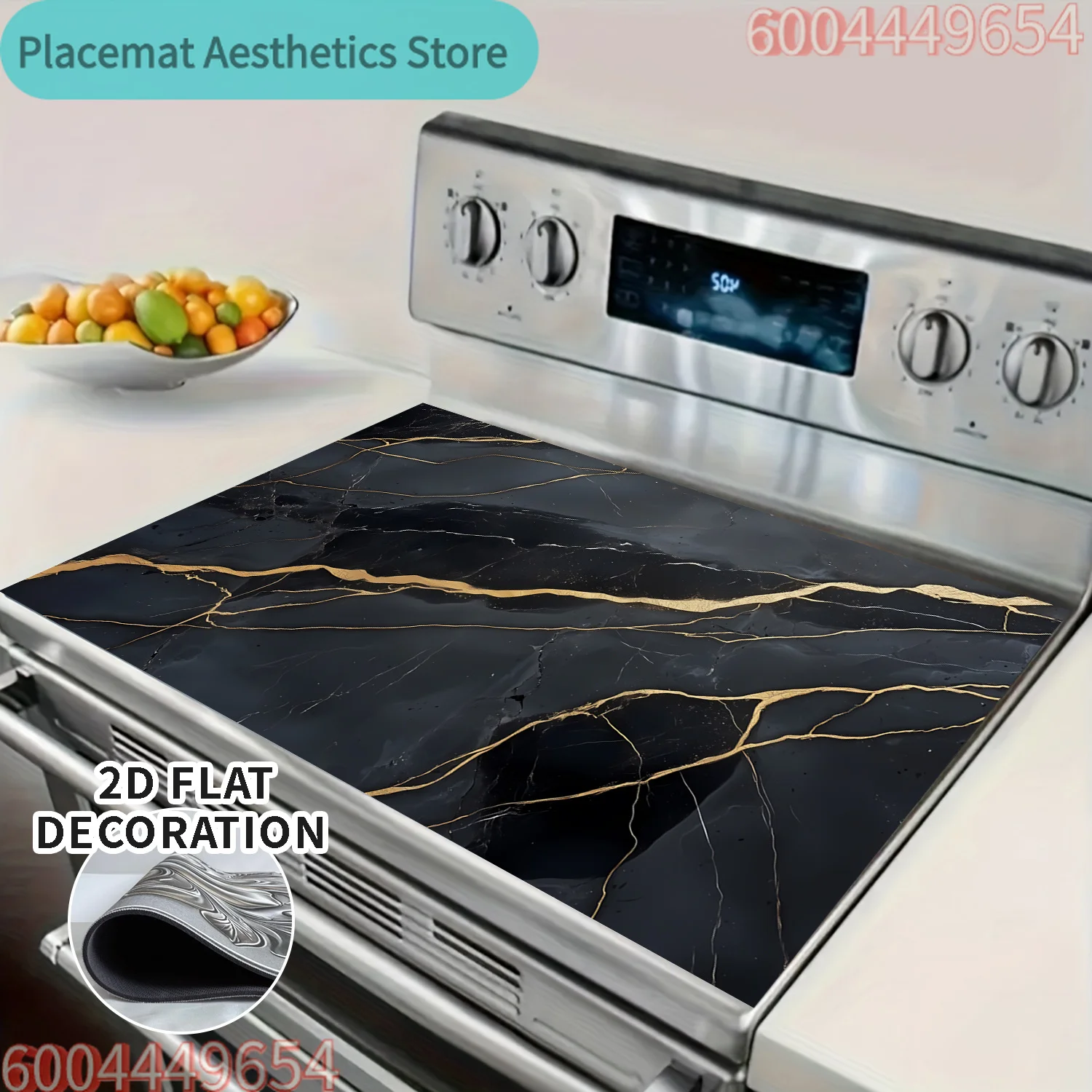Marble Pattern Stove Top Cover 2D Flat Heat Resistant Mat for Electric Cooktop Kitchen Decor Protector Pad Non Slip