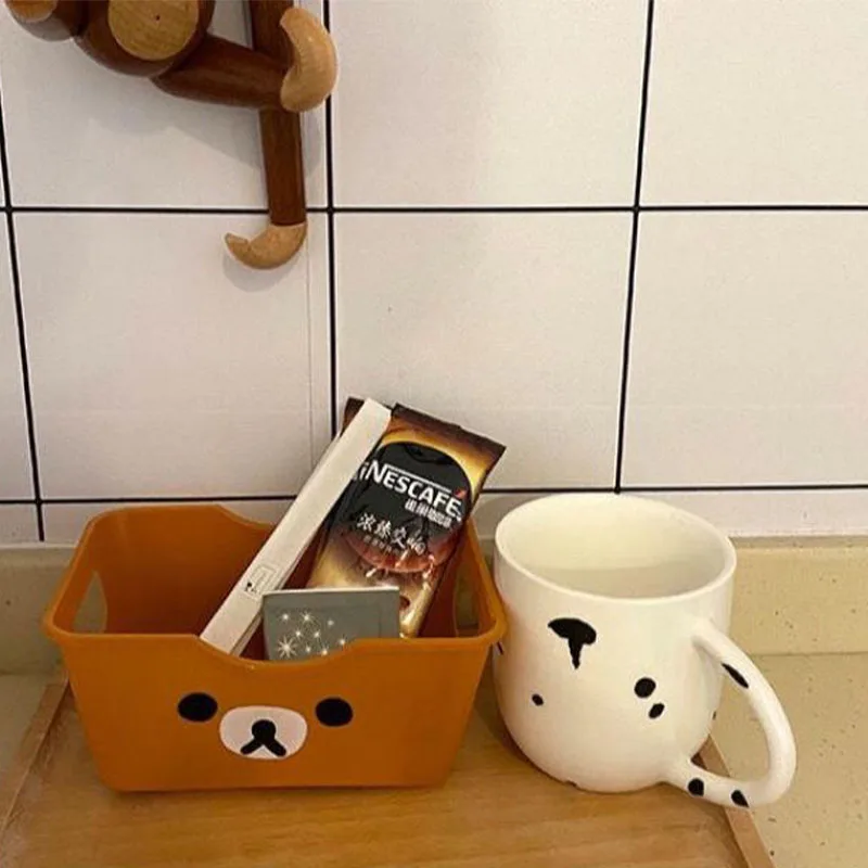 Nowy Kawaii Cute Rilakkuma Mini Storage Box Student Desktop Różne akcesoria Kosz do przechowywania Kreskówka Anime Prezent dla dziewczynek