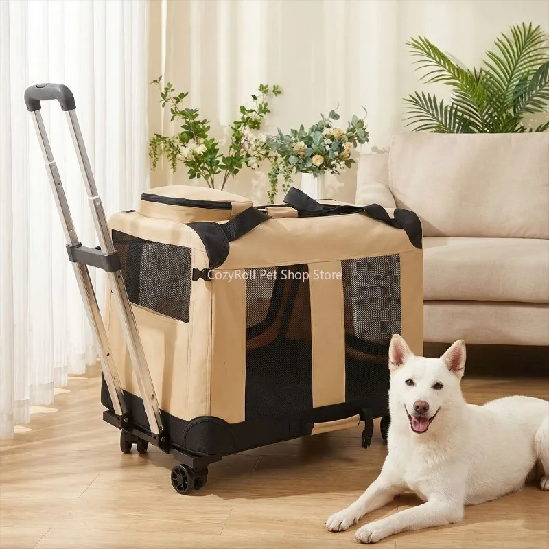 

2-1 Dog Stroller for Medium Dogs Metal Frame for Car Travel Pet Stroller with Removable Carrier for Pets Up To15LBS Pet Cart