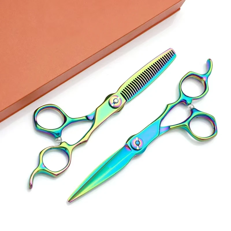 D19 Professional barber scissors color Multifunctional thinning scissors Salon Tool Accessories 5.5-6-6.5inch