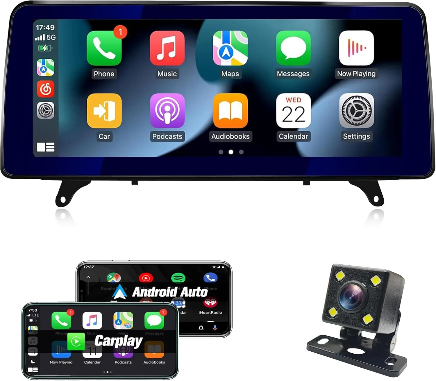 

Android Car radio for BMW X5 E70 X6 E71 2007-2010 CIC stereo screen Carplay Android Auto, Bluetooth, SWC,rear camera, 12.3’’