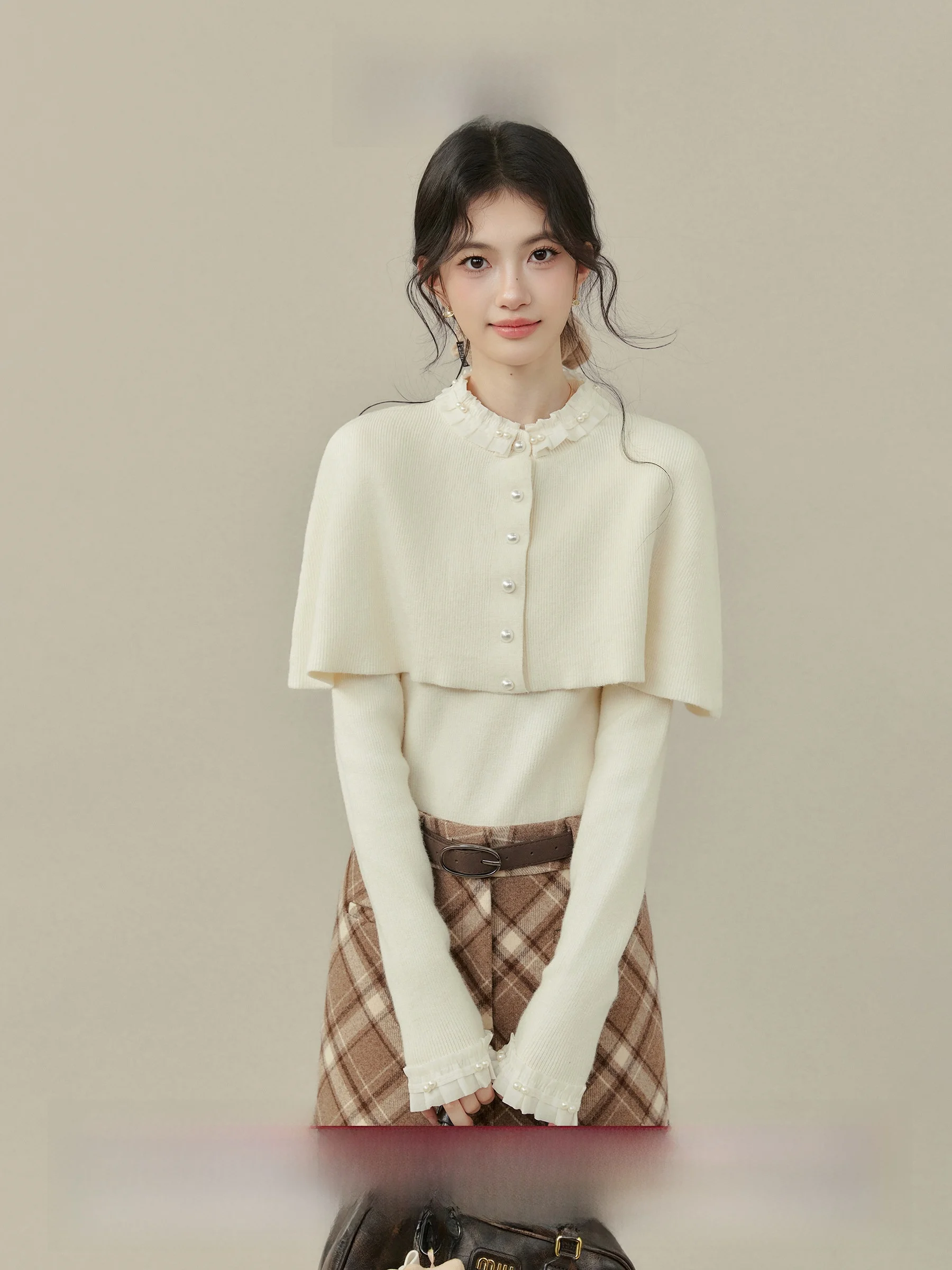 

Warm Pomelo Sunset Cowl Ne Knit Sweater Women's Base Layer irt Two-Piece Set Casual Sle Autumn Winter New Arrival