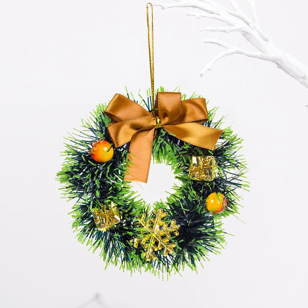 

8 Pcs Christmas Wreath Tree Decorations Small Holiday Wreaths for Indoor Toy Pvc Mini Ring Hanging Garlands Baby
