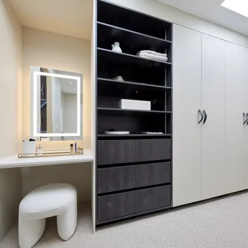 High End Walk-in Closet System Modern Sliding Mirror Wardrobe for Home Villa Hotel